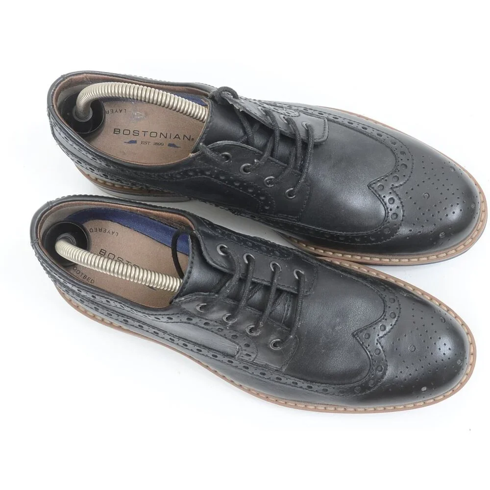 Bostonian Men's Melshire Wing‎ Black Tumbled Leather Oxford US 9M